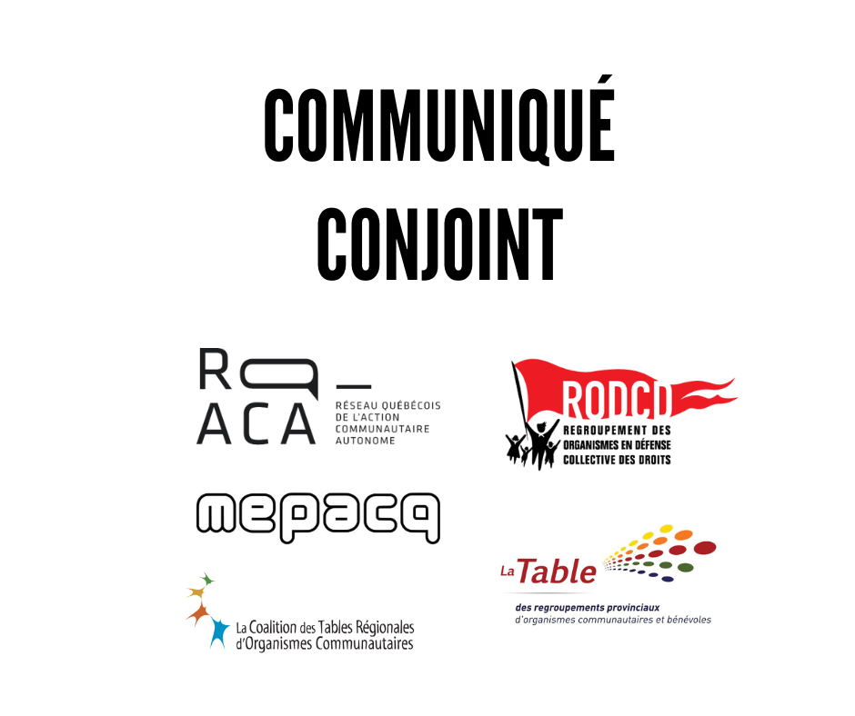 Communiqué conjoint : RQ-ACA, RODCD, MEPACQ, CTROC, TRPOCB