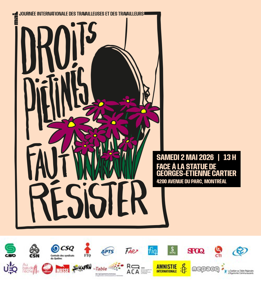 Droits piétinés faut résister. Logos des organismes organisateurs.