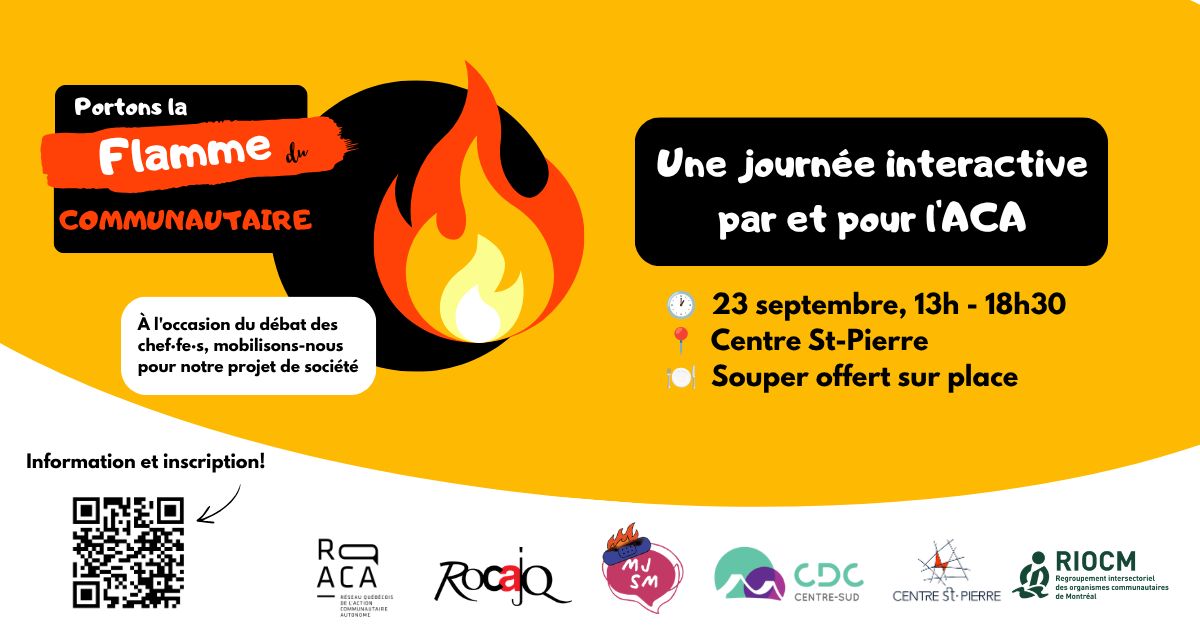 Journée ÉP_évènement_FB Portons la flamme du communautaire : Une journée interactive par et pour l'ACA.